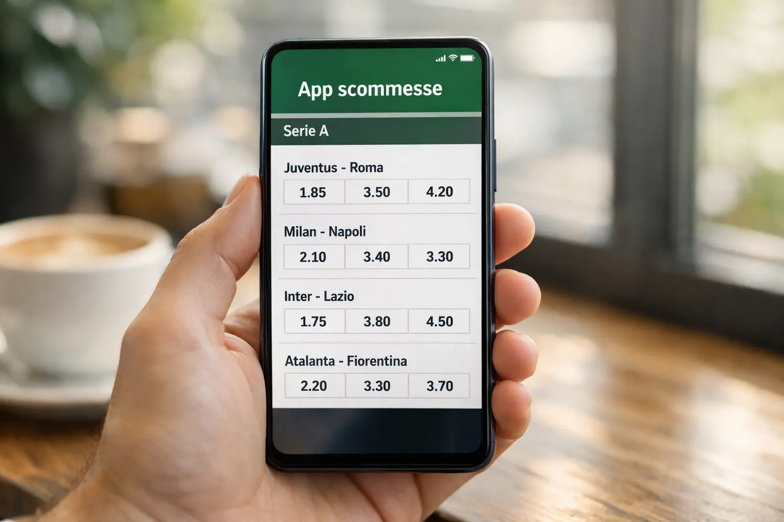 Smartphone con app di scommesse sportive