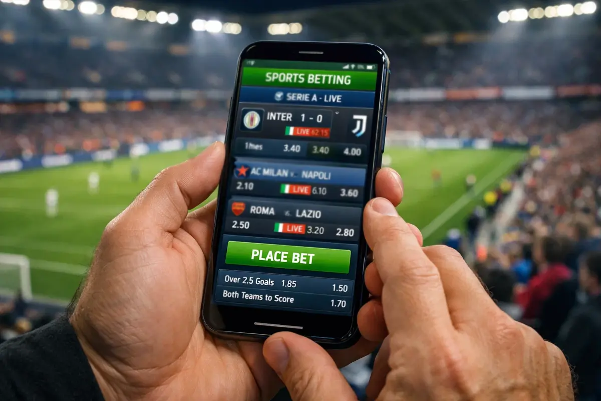 Smartphone con app scommesse calcio Serie A