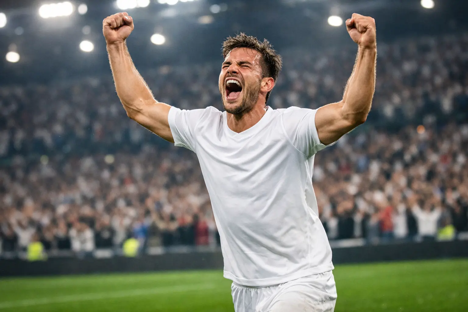 Attaccante di Serie A che esulta dopo un gol