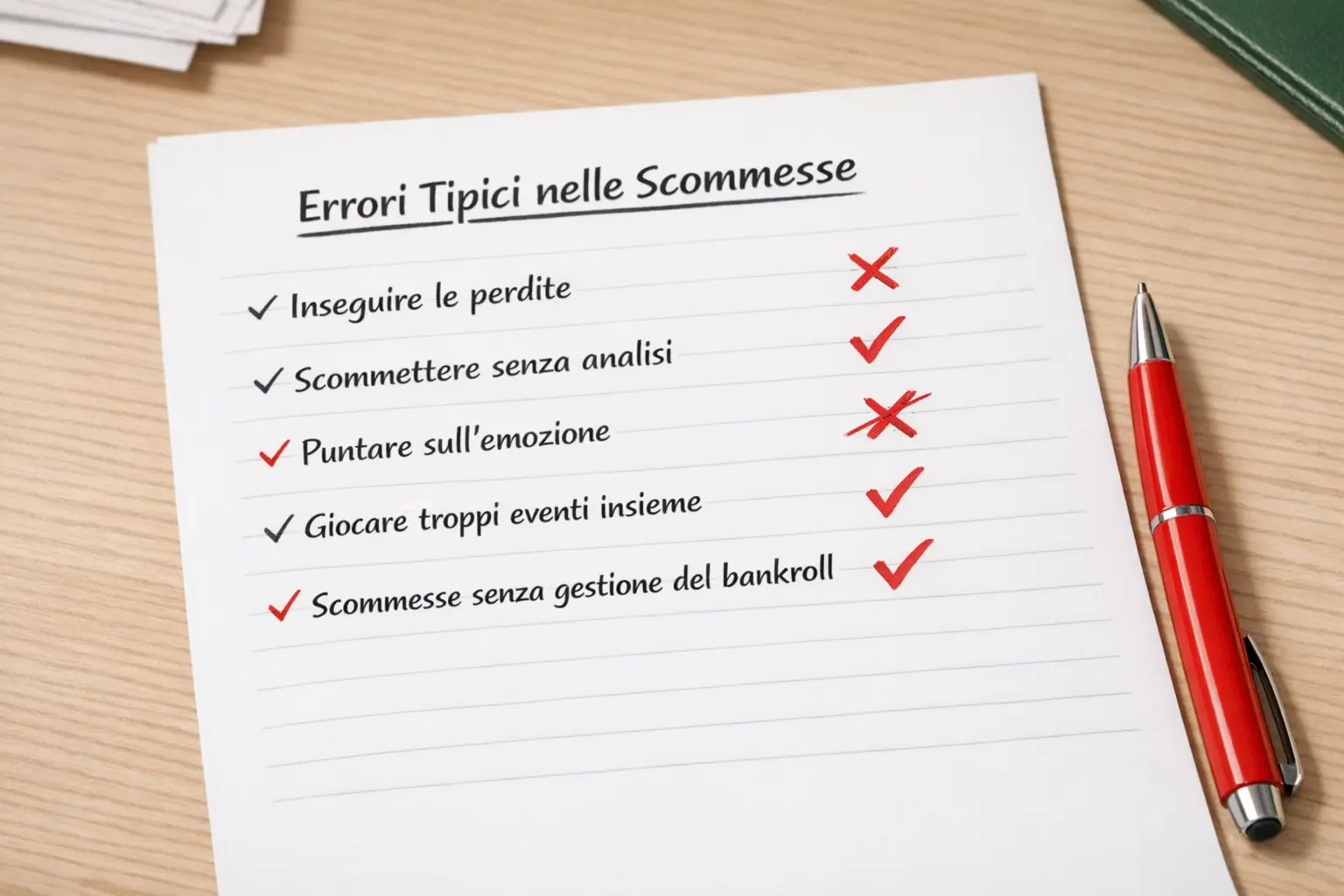 Lista di errori da evitare nelle scommesse