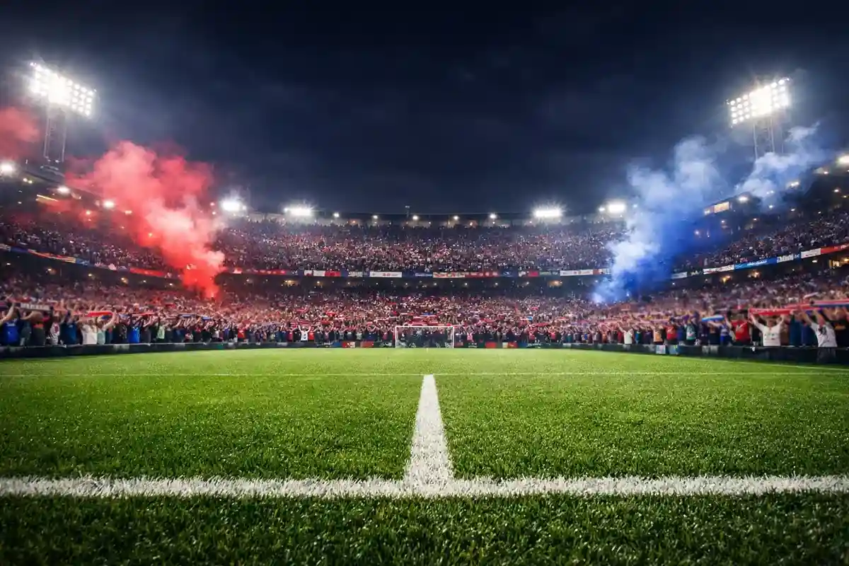Stadio Serie A pieno di tifosi che sostengono la squadra di casa
