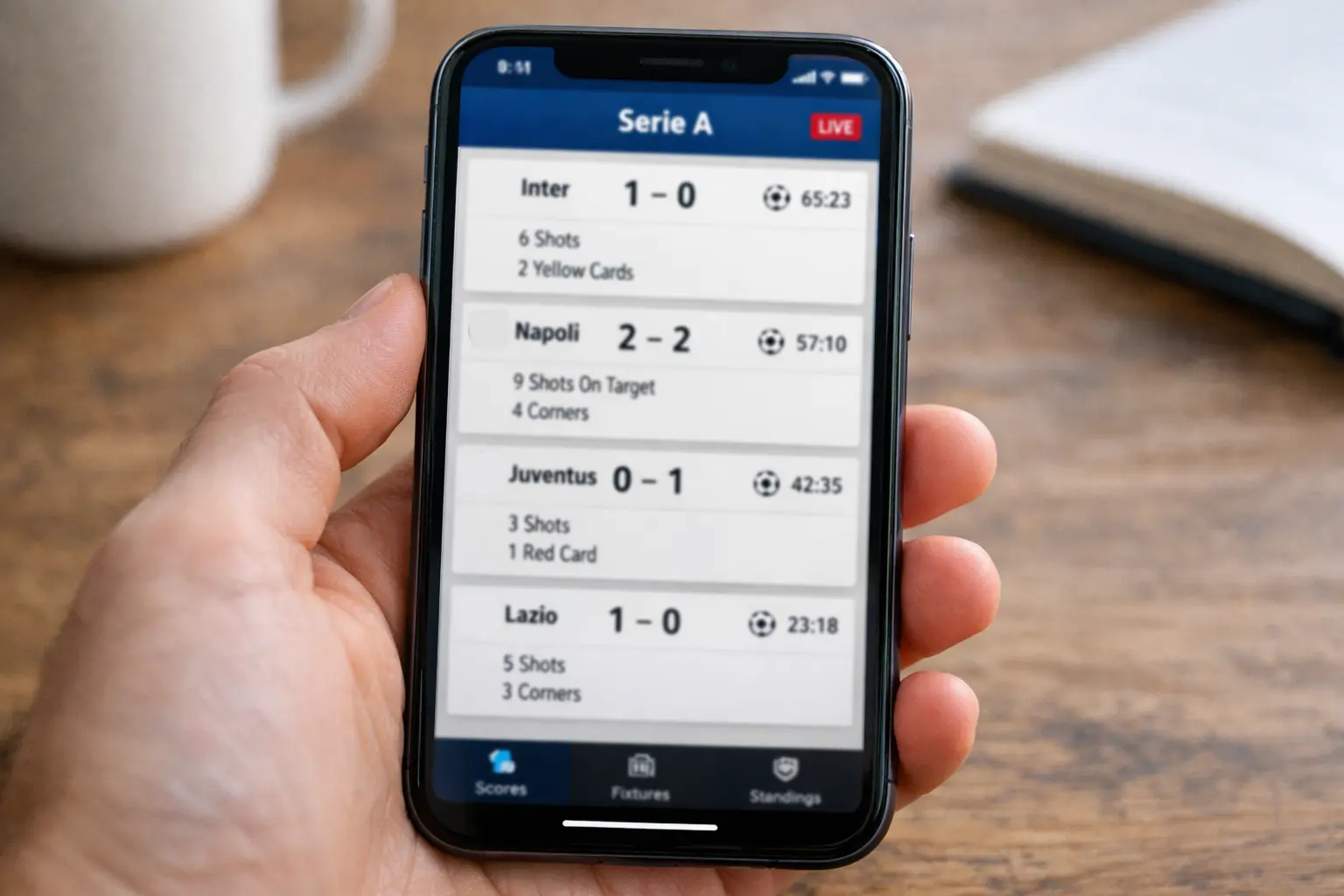Applicazione livescore con statistiche partita