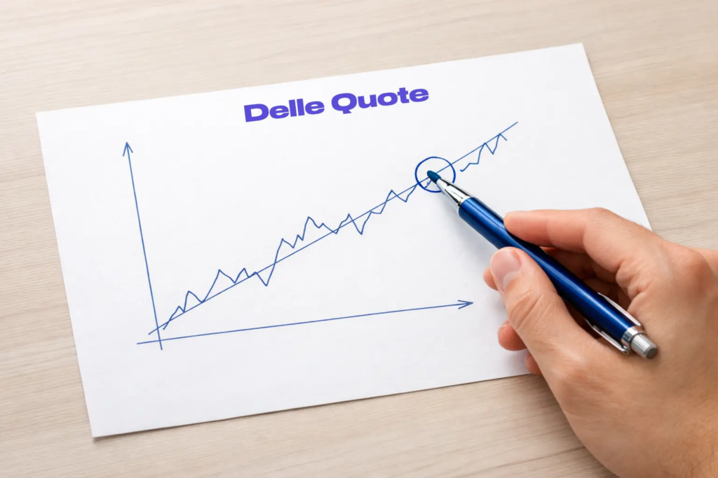 Grafico semplice con linee ascendenti che rappresenta andamento delle quote