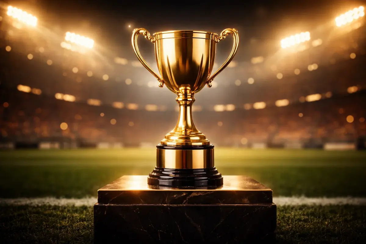 Trofeo scudetto Serie A con stemmi delle squadre favorite