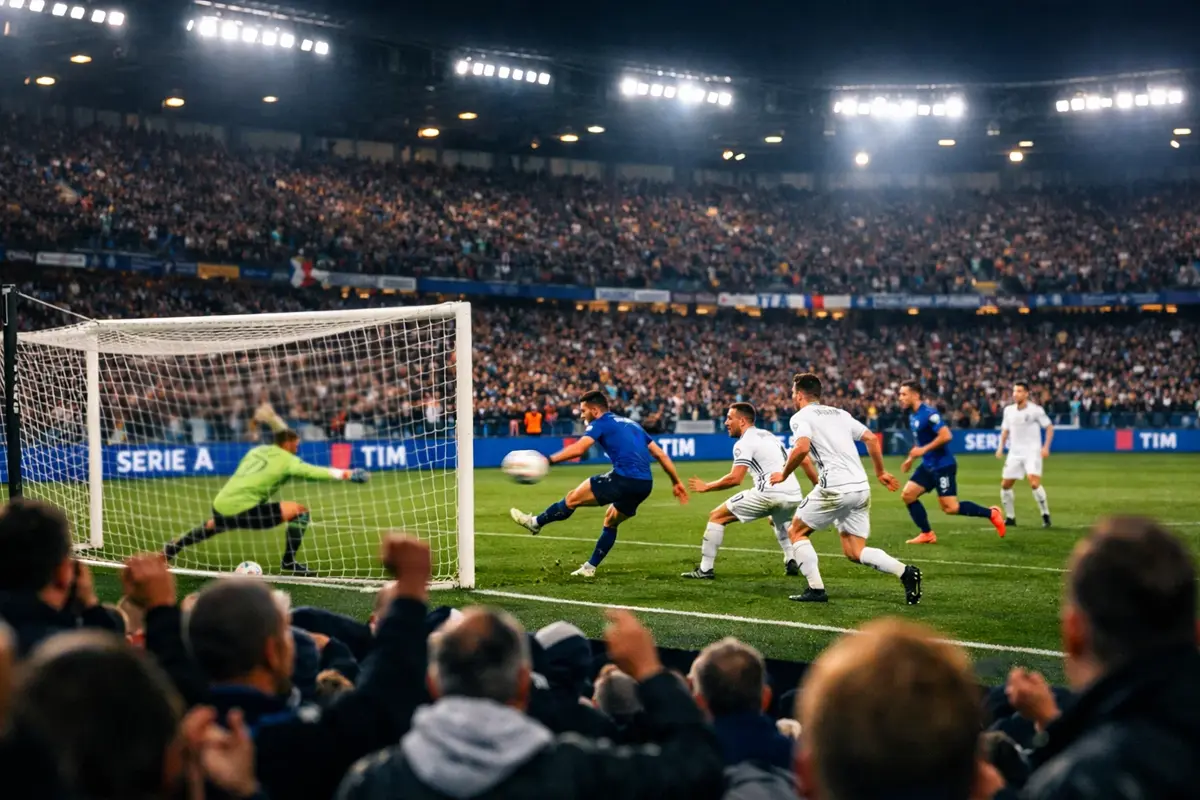 Partita di calcio Serie A in corso allo stadio