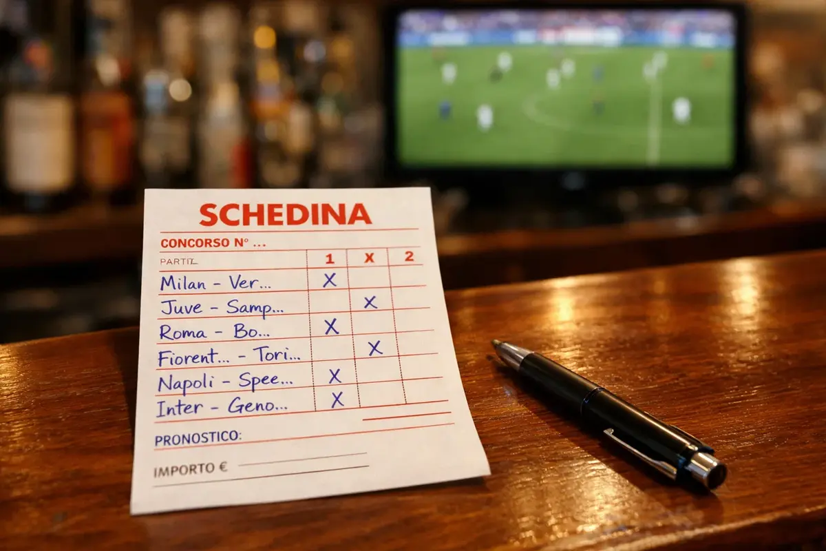 Schedina scommesse calcio con partite Serie A
